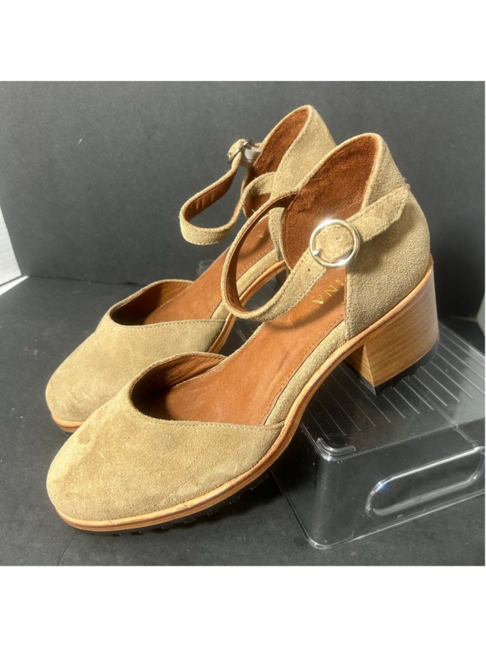 Women's Patina by Portland Suede Mary Janes Ankle Strap Heels Schoolgirl